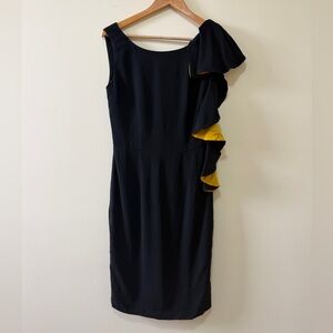 D. Exterior Italy Black One-Shoulder Ruffle Cocktail Dress - IT 42 / US 6